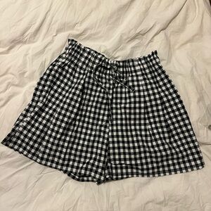 Obey Black and White Checkered High Waist Shorts